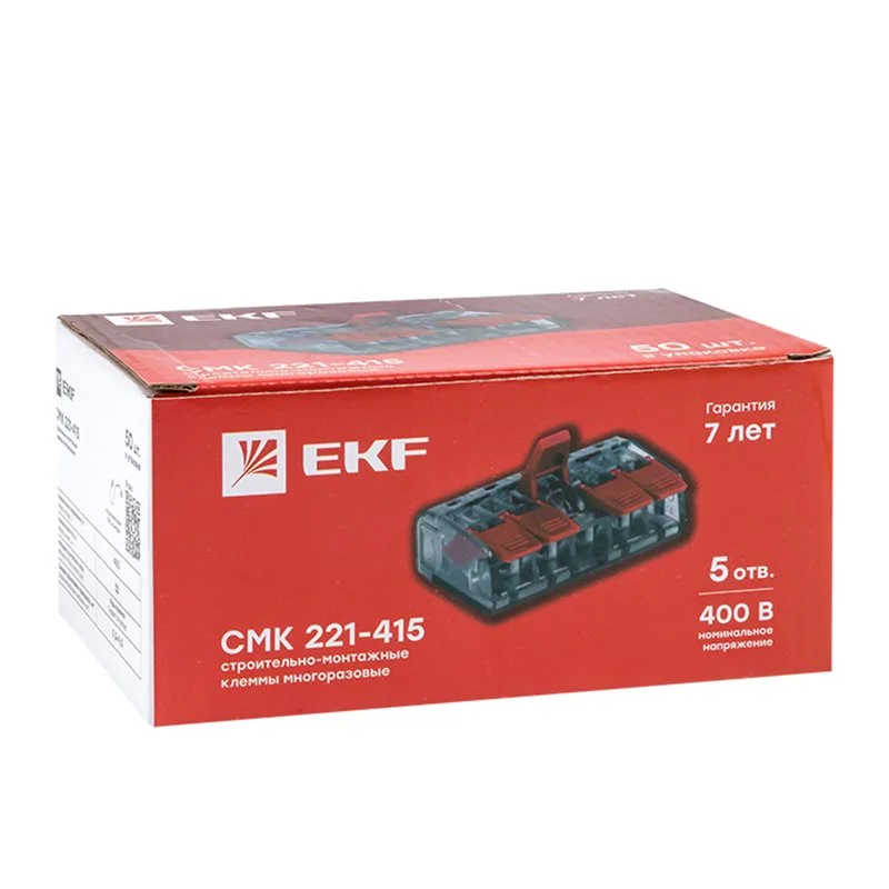 Клемма СМК 221-415 5 отверстий 0.2-4.0 мм2 (4шт.) EKF