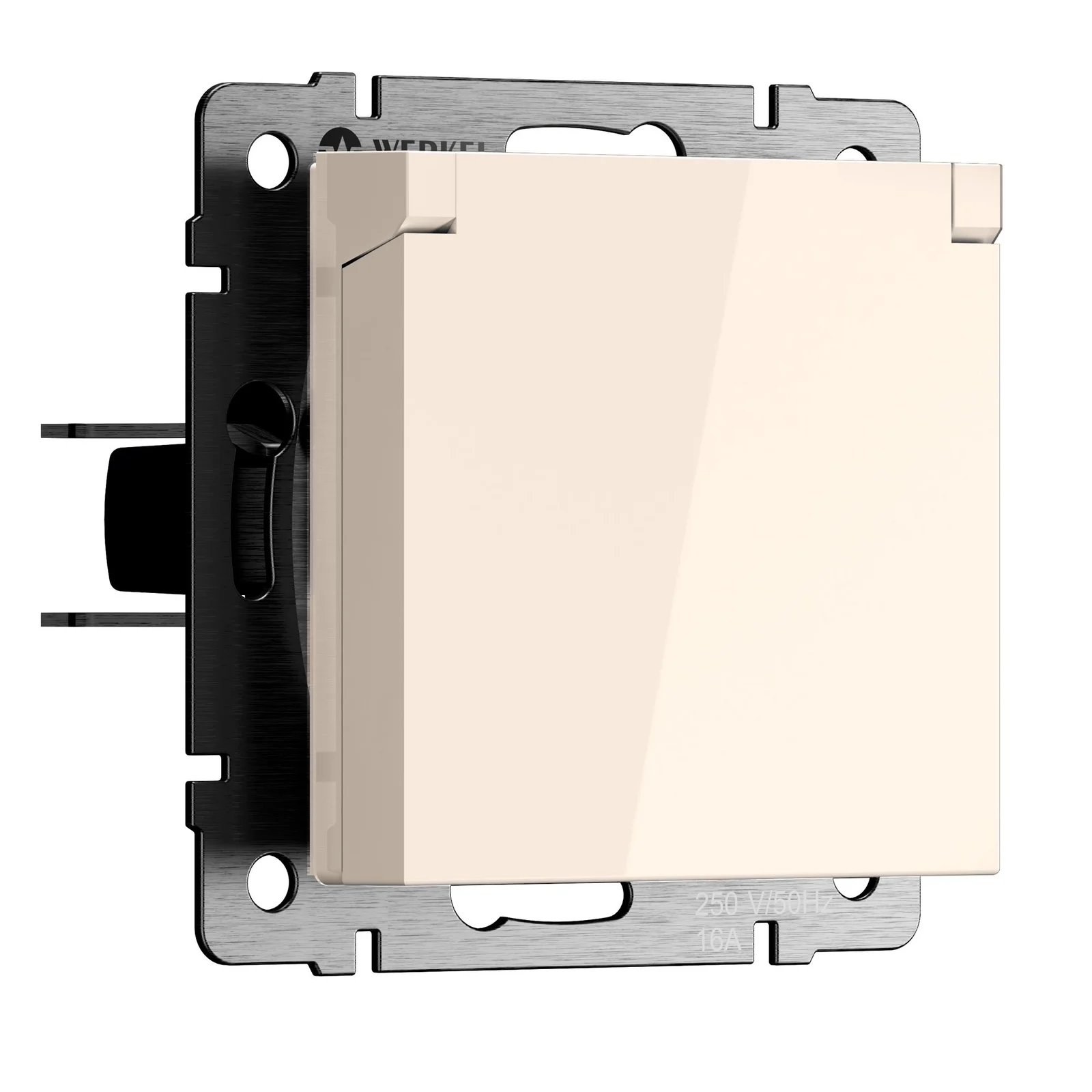 Механизм розетки 1-м с/з с/ш с крышкой 16А IP44 (айвори матовый) Werkel W1171262