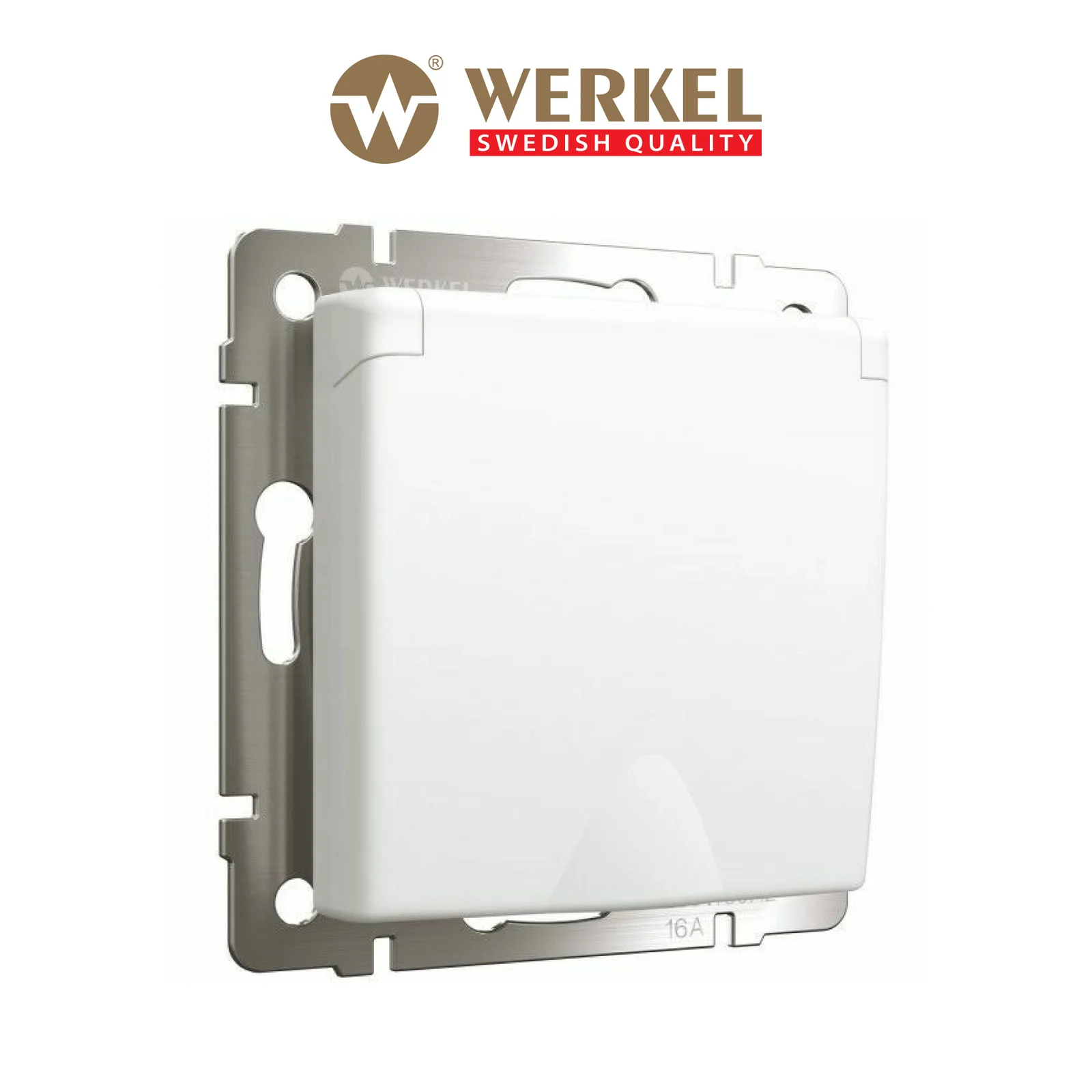 Механизм розетки 1-м с/з с/ш с крышкой 16А IP44 (белый матовый) Werkel W1171261