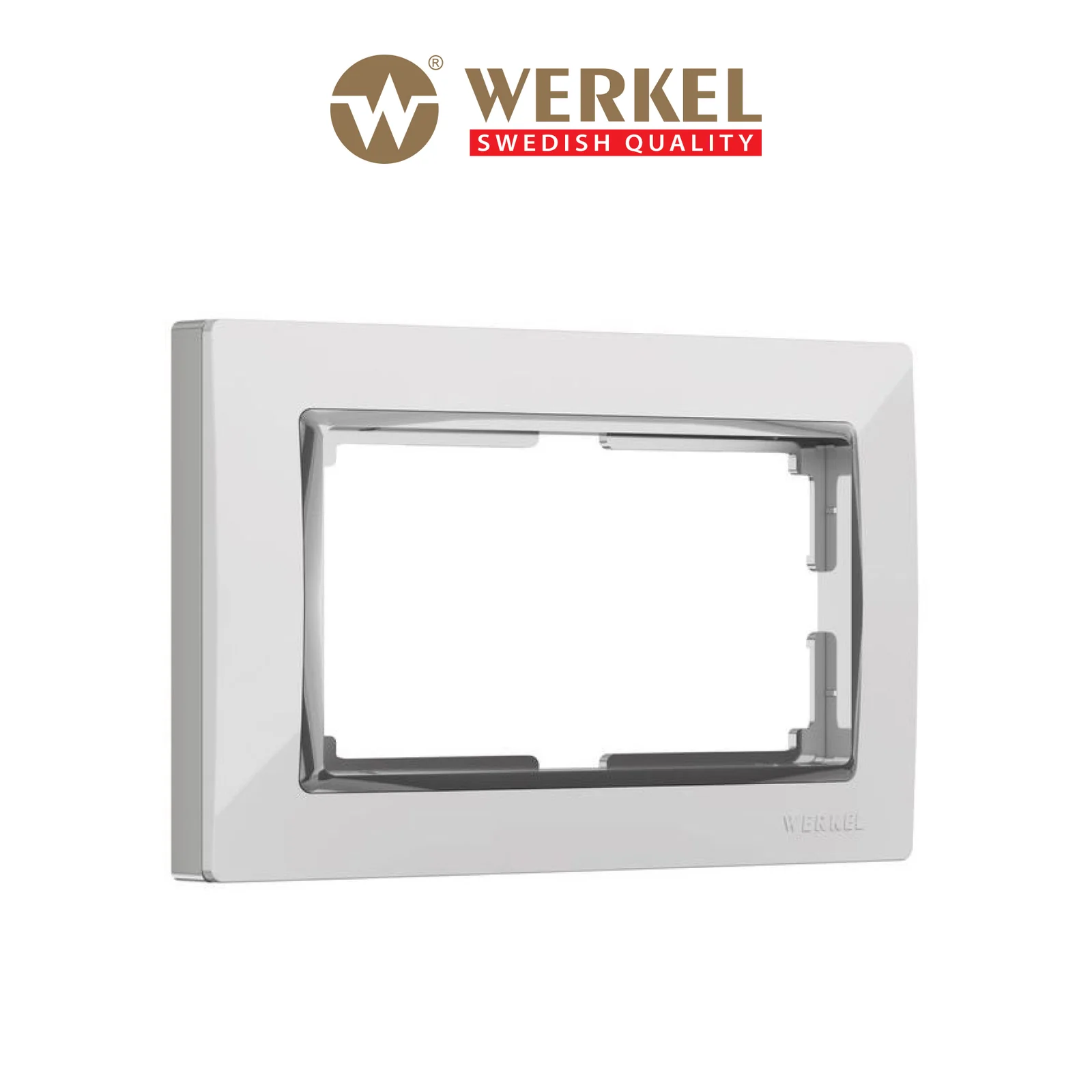 Рамка для 2-ой розетки Snabb (белая/вставка хром) Werkel W0081901