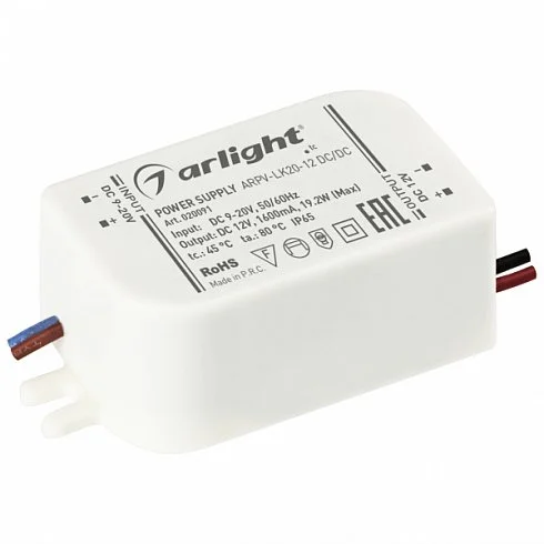 Автомобильный стабилизатор для светодиодных лент и модулей ARPV-LK20-12 DC/DC (12V,20W) арт. 020091