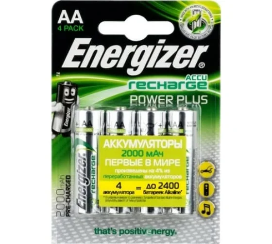 Батарейка аккумуляторная ENR Power Plus NH15/AA 2000Ma BP4Pre-Ch (4шт/бл) Цена за 1 ШТ