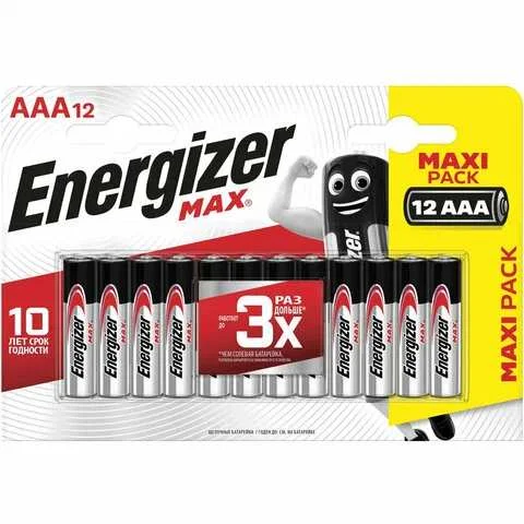 батарейка щелочная (alkaline) ENR MAX E92/AAA BР12 Energizer (12 шт/бл )