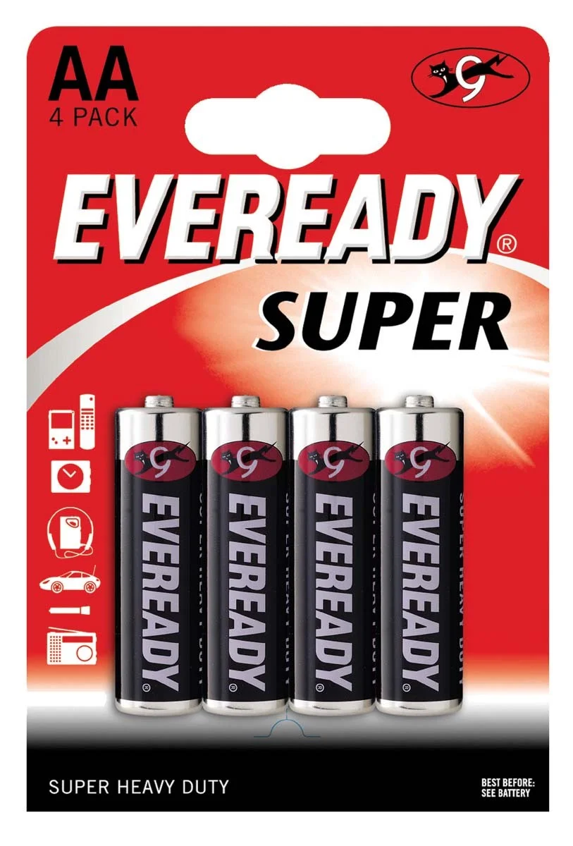 Батарейка солевая (heavy duty) EVR SUPER R6 AA EVEREADY (4 шт/бл )