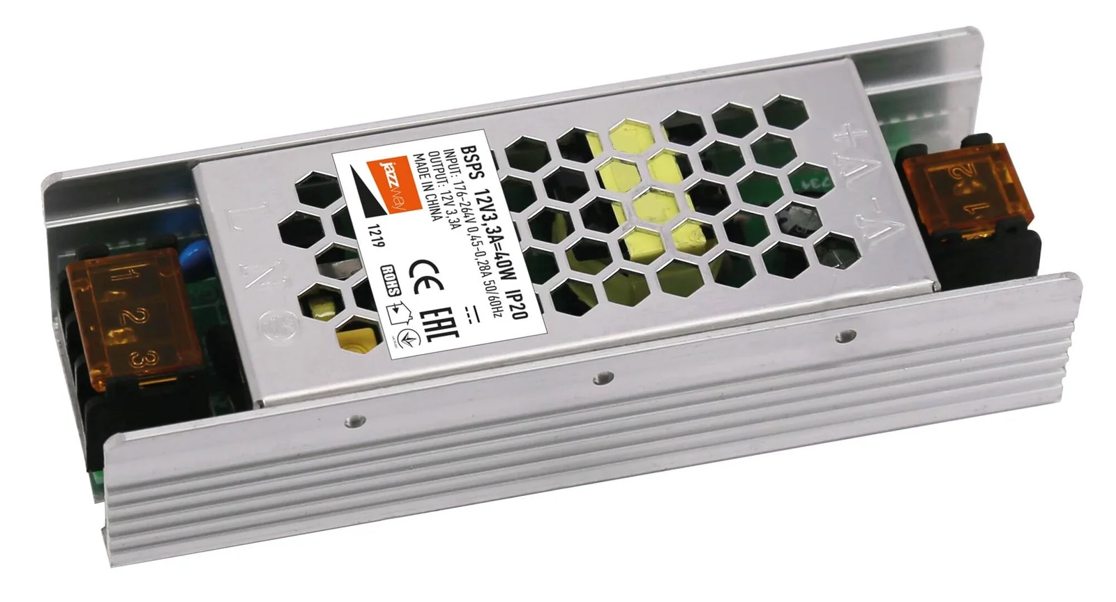 Блок питания (драйвер) BSPS 12V3,30A=40W IP20 5 г.гар. Jazzway 115x40x25