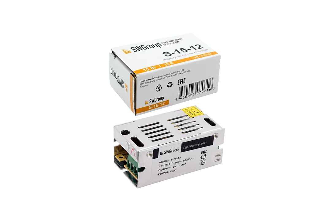 Блоки питания сетка, 15 W, 12V SW-G арт. S-15-12 (70x40x30) IP20
