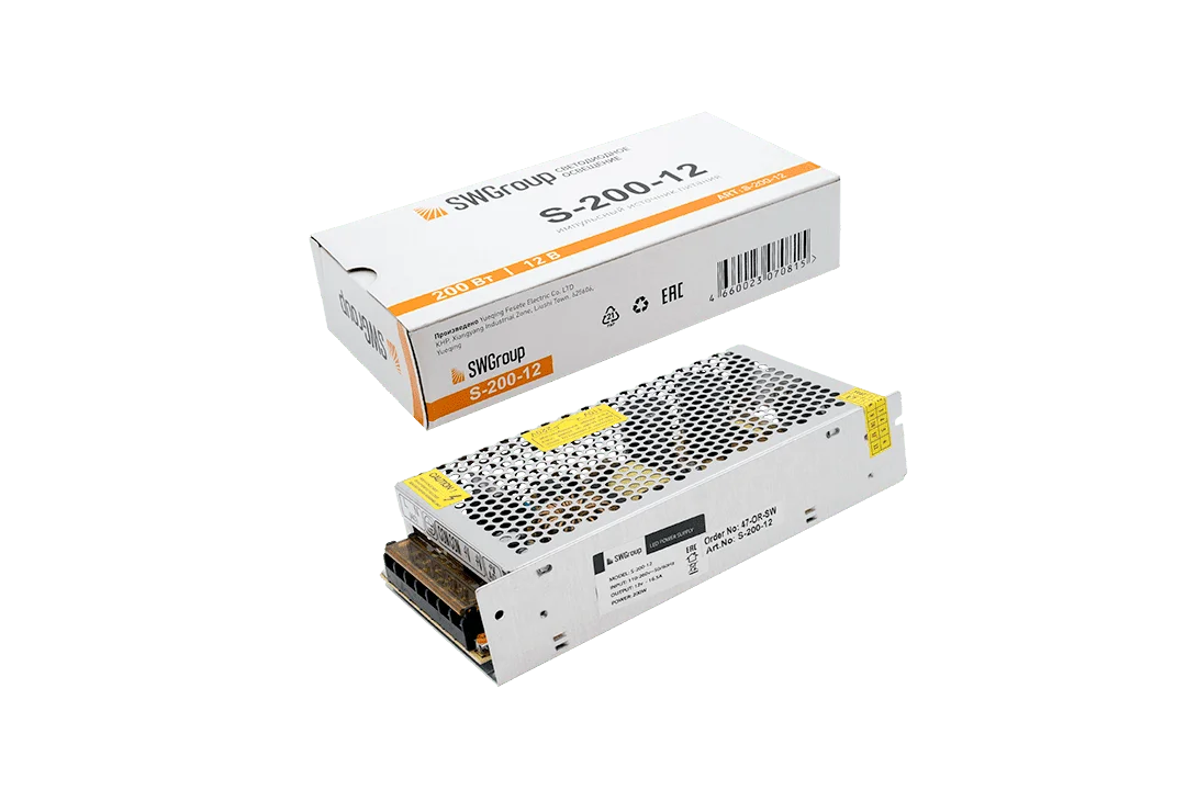 Блоки питания сетка, 200 W, 12V SW-G арт. S-200-12 (160x98x50) IP20
