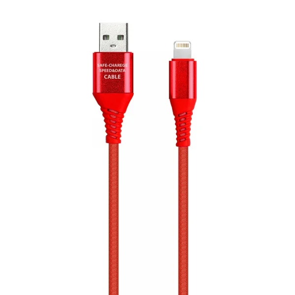 Дата-кабель 8pin (Apple) кабель в рез.оплет. Gear, 1м.мет.након,красный, Smartbuy арт. iK-512ERG red