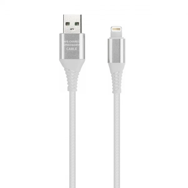 Дата-кабель 8pin (Apple) в рез.оплет.Gear, 1м, белый, Smartbuy iK-512ERG white