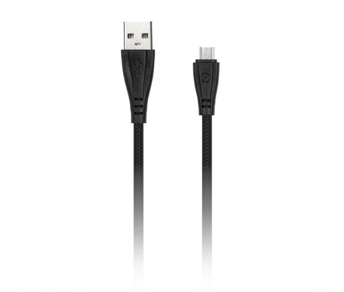Дата-кабель MicroUSB, 1 м, резиновая оплетка GEAR, 2 А, черный, Smartbuy арт. iK-12ЕRG black