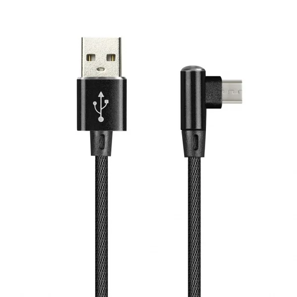 Дата-кабель Smartbuy microUSB FLOW 3D L-TYPE черный 2 А, 1 м (iK-12FLL black) нп