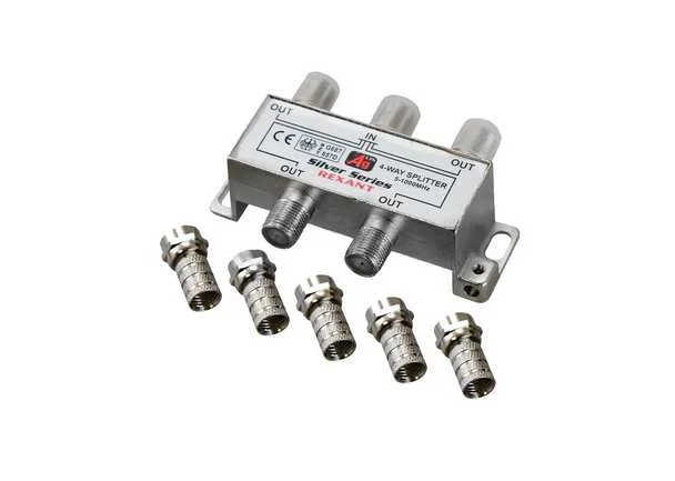 Делитель ТВ краб x4 +5шт.F"BOX" Silver REXANT (05-6103)
