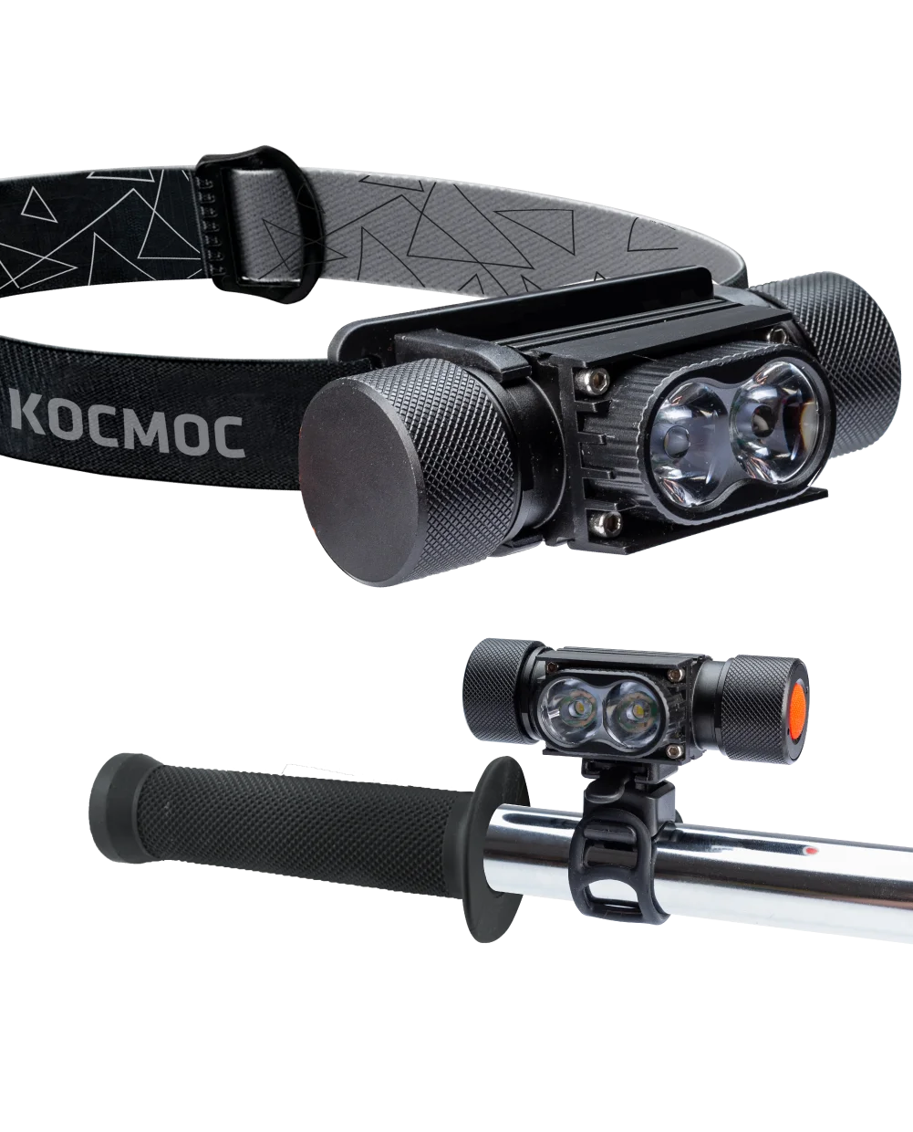 Фонарь налобный/велосипедн КОСМОС(KOS501Lit) аккум/10ВтLED/съемнLi-ion18650 1200mAh/алюминий/USBшнур