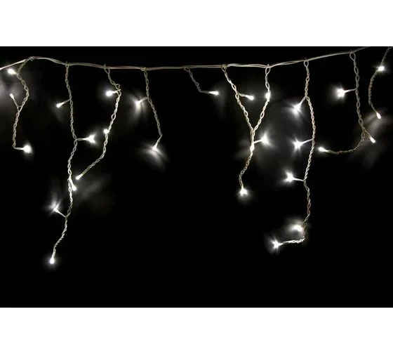 Гирлянда Бахрома (Айсикл), 1,8х0,5м, 48 LED БЕЛЫЕ, прозрачный ПВХ, IP20, свечение с динамикой, 230В,