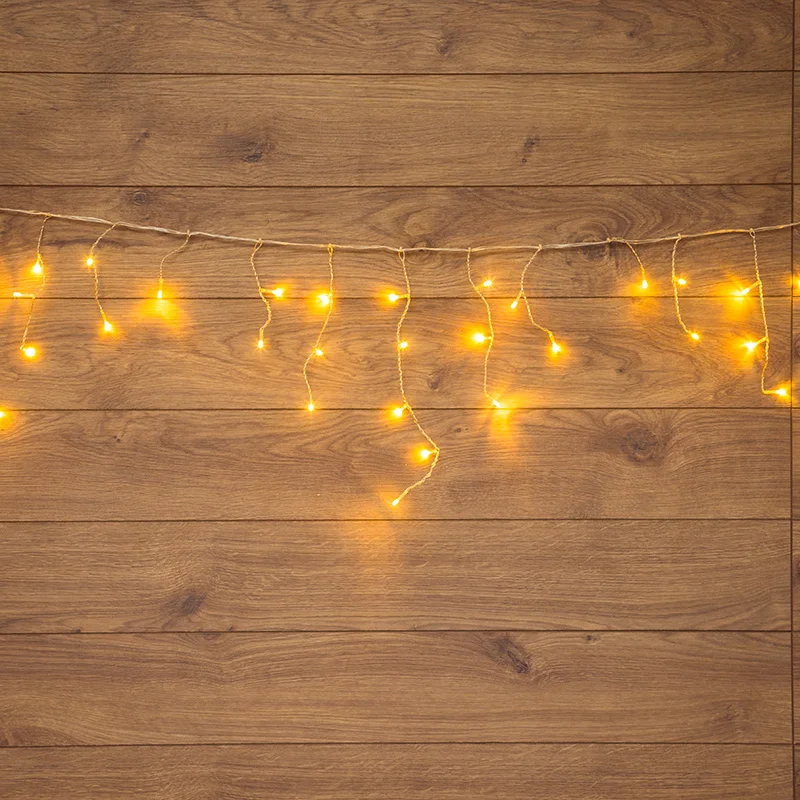 Гирлянда Бахрома (Айсикл), 1,8х0,5м, 48 LED ТЕПЛЫЙ БЕЛЫЙ, прозрачный ПВХ, IP20, свечение с динамикой