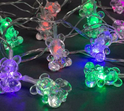Гирлянда «Нить» 5 м с насадками «Мишки», IP20, прозрачная нить, 20 LED, свечение мульти (RG/RB), миг