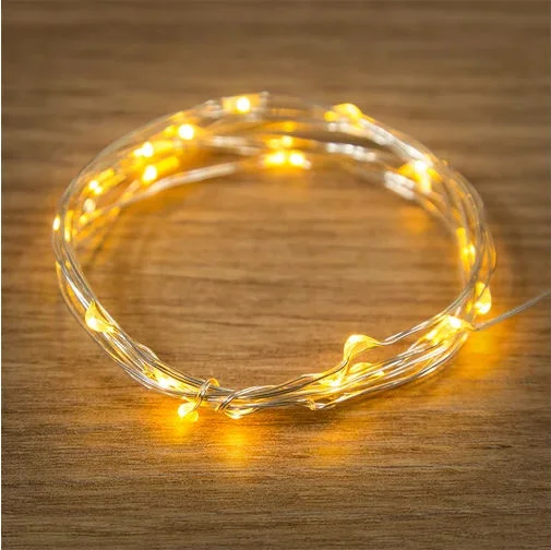 Гирлянда светодиодная Роса 2м, 20LED, ЖЕЛТЫЙ, IP20, тонкий батарейный блок, 2хCR2032 в комплекте NEO
