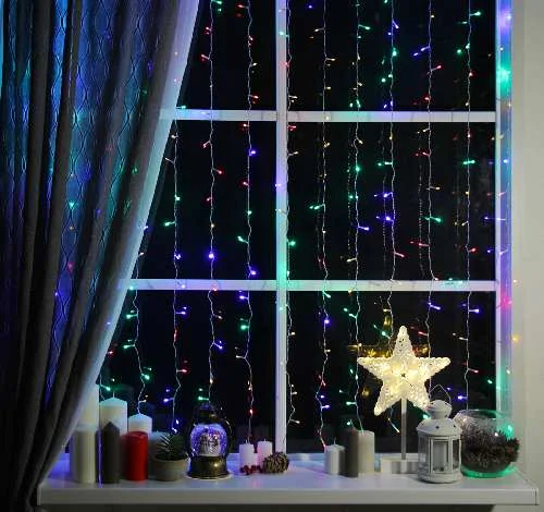 Гирлянда «Занавес» 2×1.5м, IP20, 360 LED, МУЛЬТИ, 8 режимов, 220В, 1080461