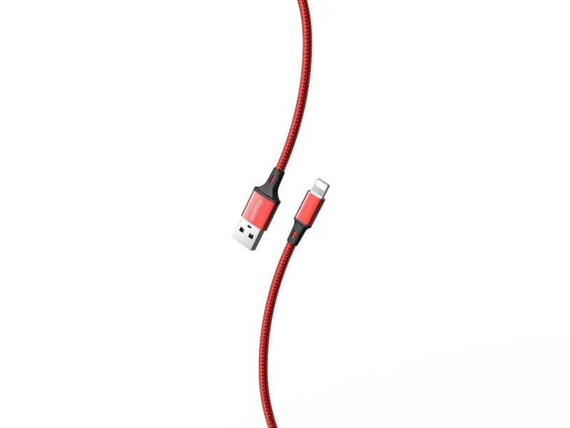 Кабель для зарядки и передачи данных S14 Lightning красный/черн., 3А, Smartbuy (iK-512-S14rb) зам522