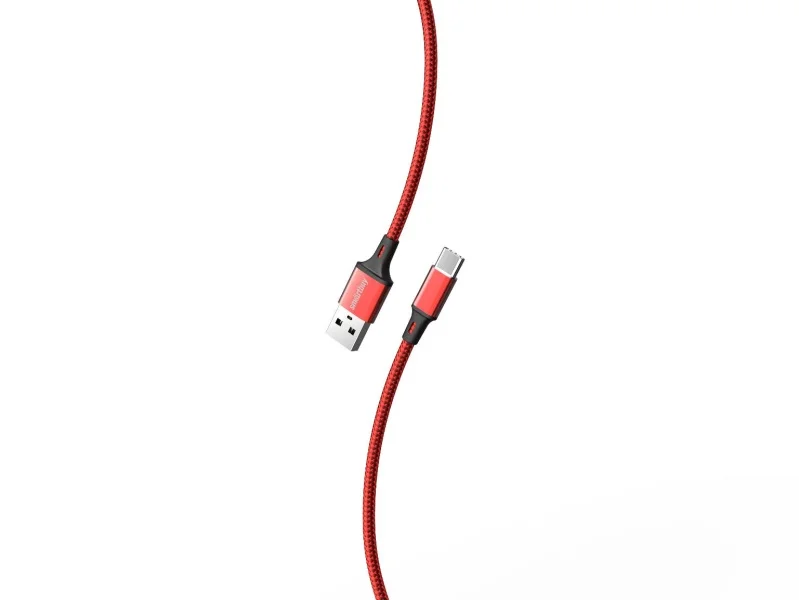 Кабель для зарядки и передачи данных S14 Type C красный/черн., 3А, 1м, Smartbuy (iK-3112-S14rb)
