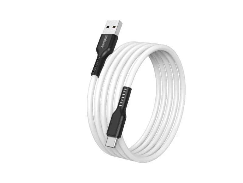 Кабель для зарядки и передачи данных S25 Type C белый, 3А, сил., 1м, Smartbuy
