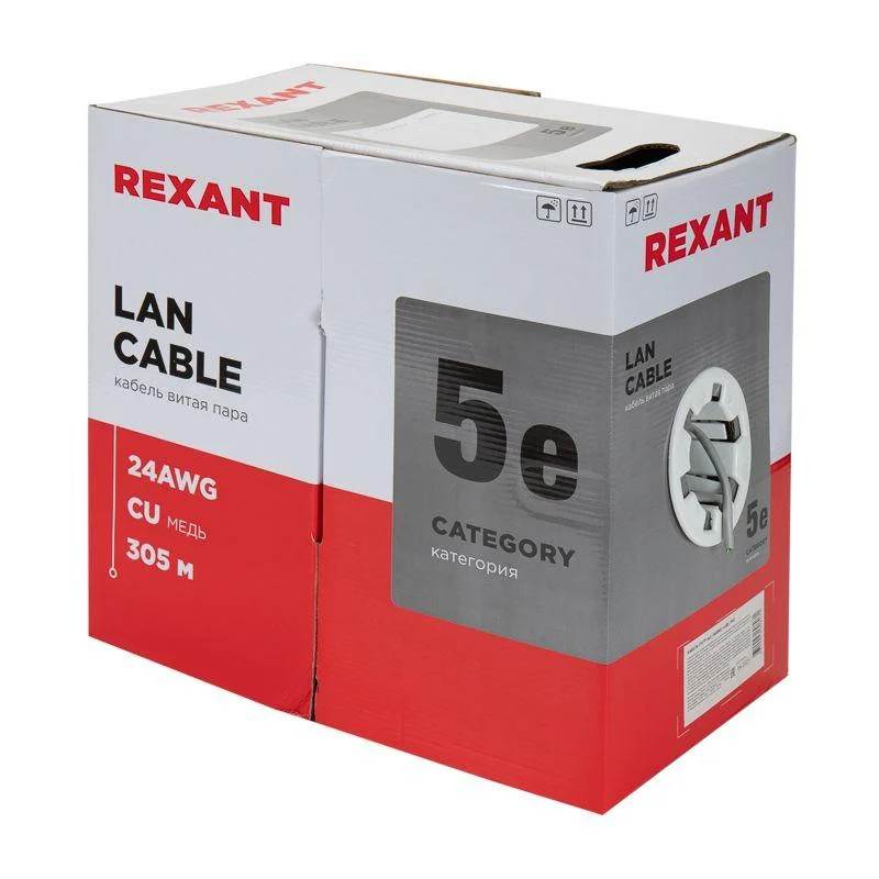 Кабель FTP 4PR 24AWG CAT5e 305м REXANT 01-0143 (4х2х0,52) Медь — фото 6