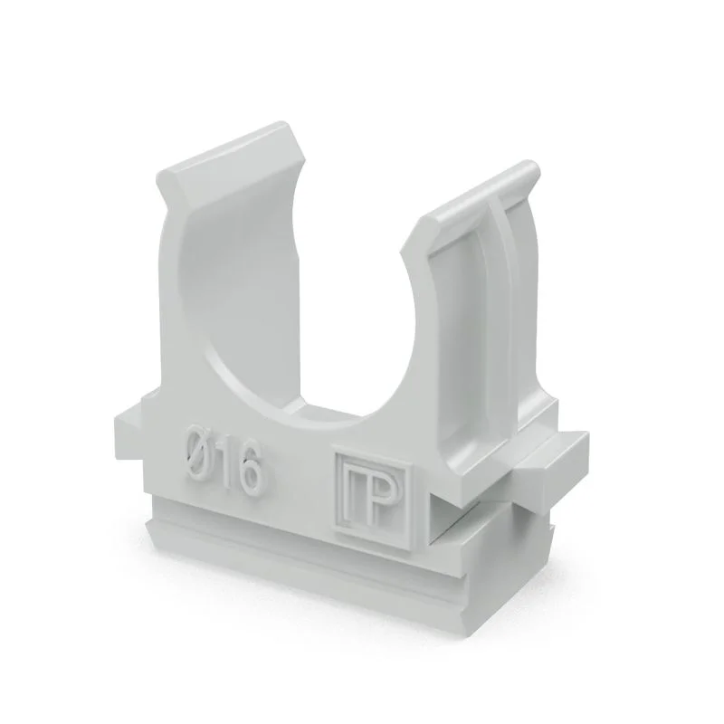 Клипса (держатель) для труб d16 (упак. 100шт) серая Промрукав PR.02716