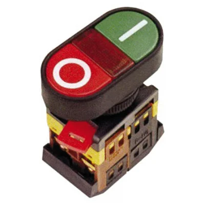 Кнопка LAY5-BW8465 "I-O" сдвоенная с подсветкой 1з+1р