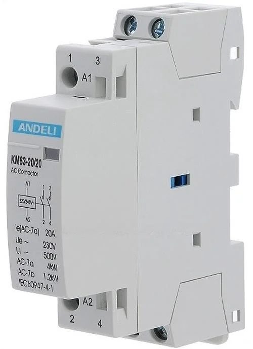 Контактор модульный КМ63-20/20(2NO) 2P 20A ANDELI