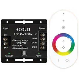 Контроллер 24A 288W 12V (576W 24V) Ecola LED strip RGB RF с кольцевым белым радиопультом RFC24WESB