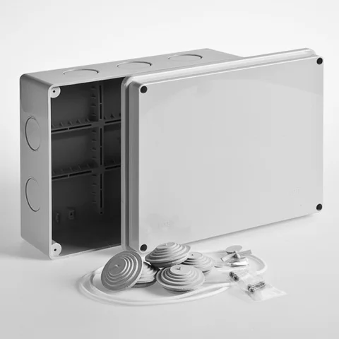 Коробка распаячная о/п 240*195*90 (серая) без выходов IP55 (крышка на болтах) Рувинил 67066 (7шт)