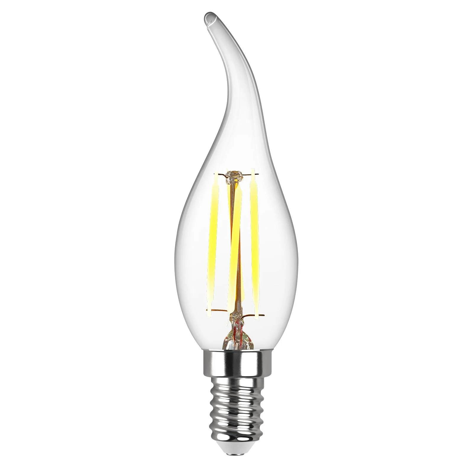 Лампа filament, свеча на ветру, FFC37, 7Вт, E14, 2700K, 695Лм, 230В