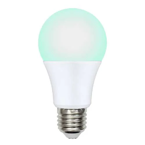 Лампа led диммир.для бройлеров LED-A60-9W/SCBG/E27/FR/DIM IP65 PLO65WH Спектр синий и зеленый Uniel