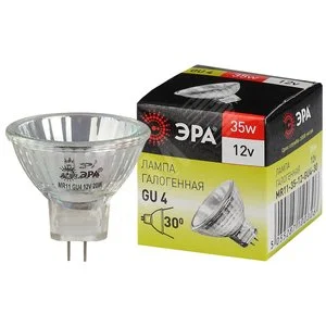 Лампа накаливания галогенная GU4-MR11-35W-12V-30CL(галоген, софит, 35Вт, нейтр, GU4) (10/200/14400)
