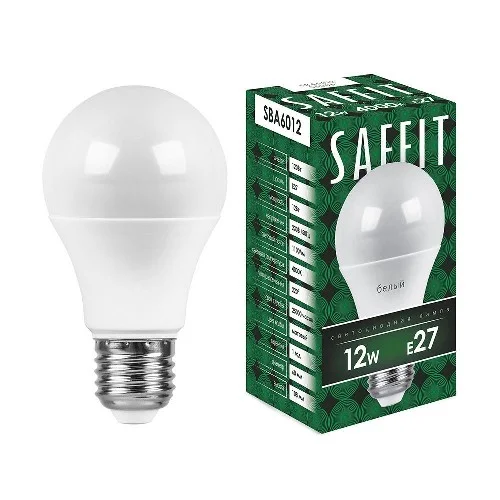 Лампа светодиодная, 12W 230V E27 4000K A60, SBA6012 Saffit арт. 55008