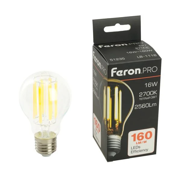 Лампа светодиодная, 2560LM 16W 175-265V E27 2700K, 160LM/W LB-1116 Арт. 51235
