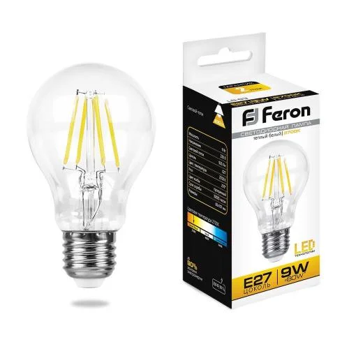 Лампа светодиодная, А60 (9W) 230V E27 2700K, LB-63 Feron 25631