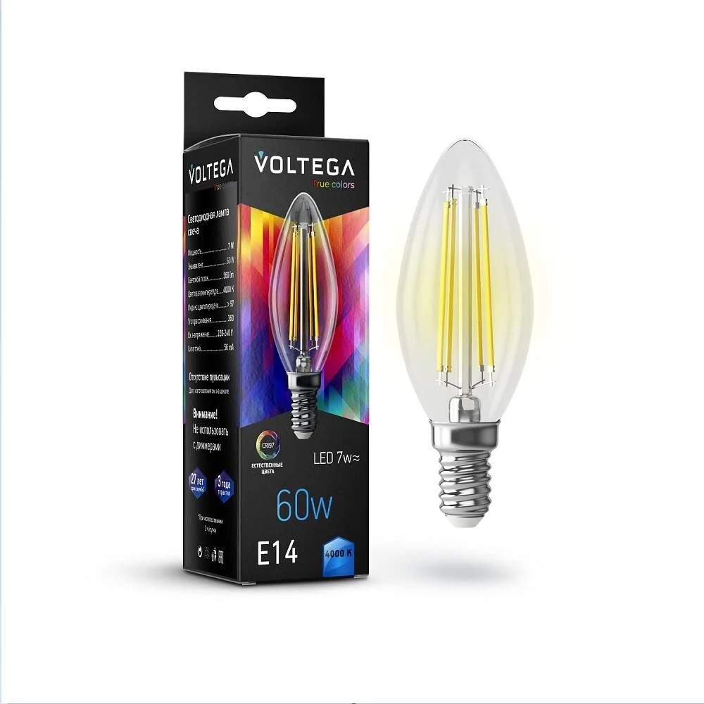 Лампа светодиодная Crystal Candle 7W 4000K E14 CRI97