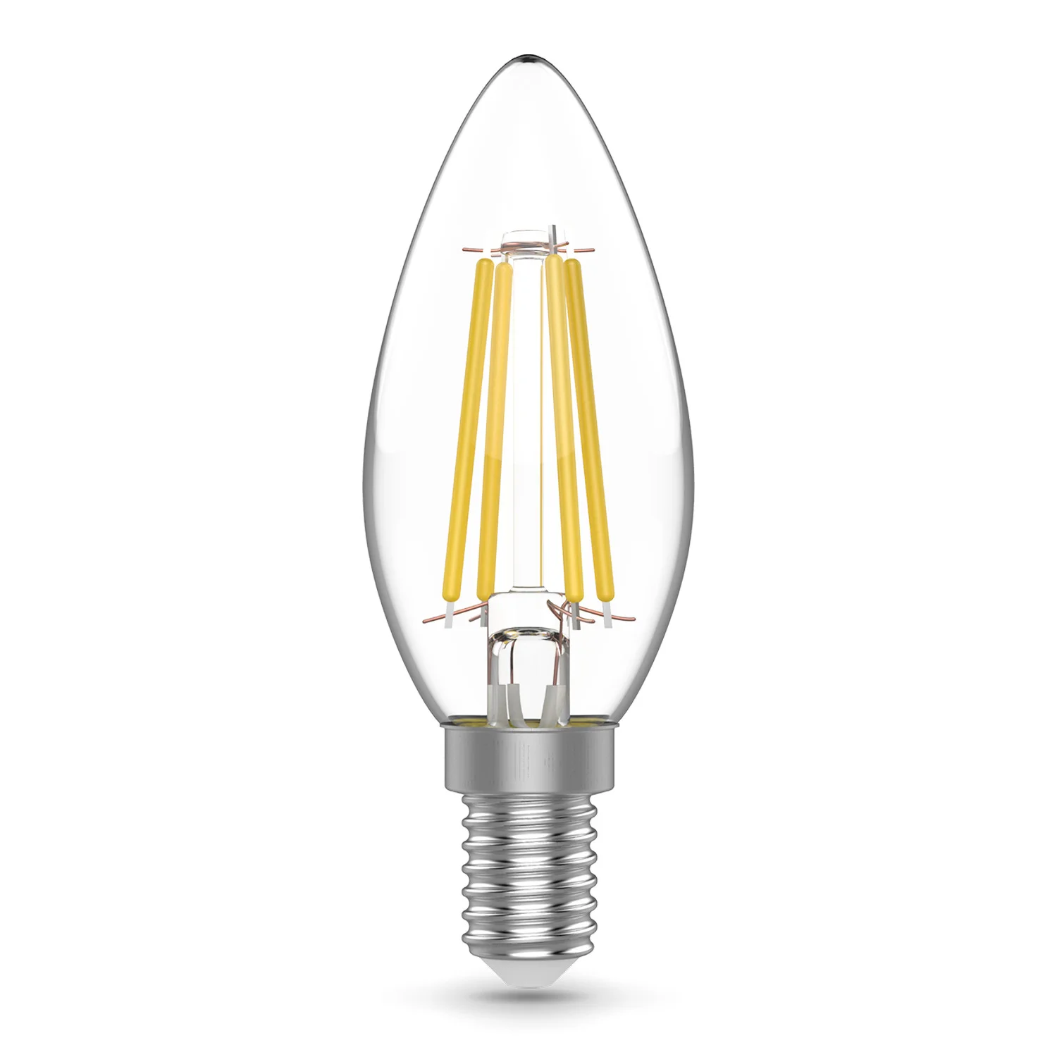 Лампа светодиодная филаментная LED 5 Вт 600 лм 4000К свеча нейтральный E14 AC 220В прозрачная колба Basic