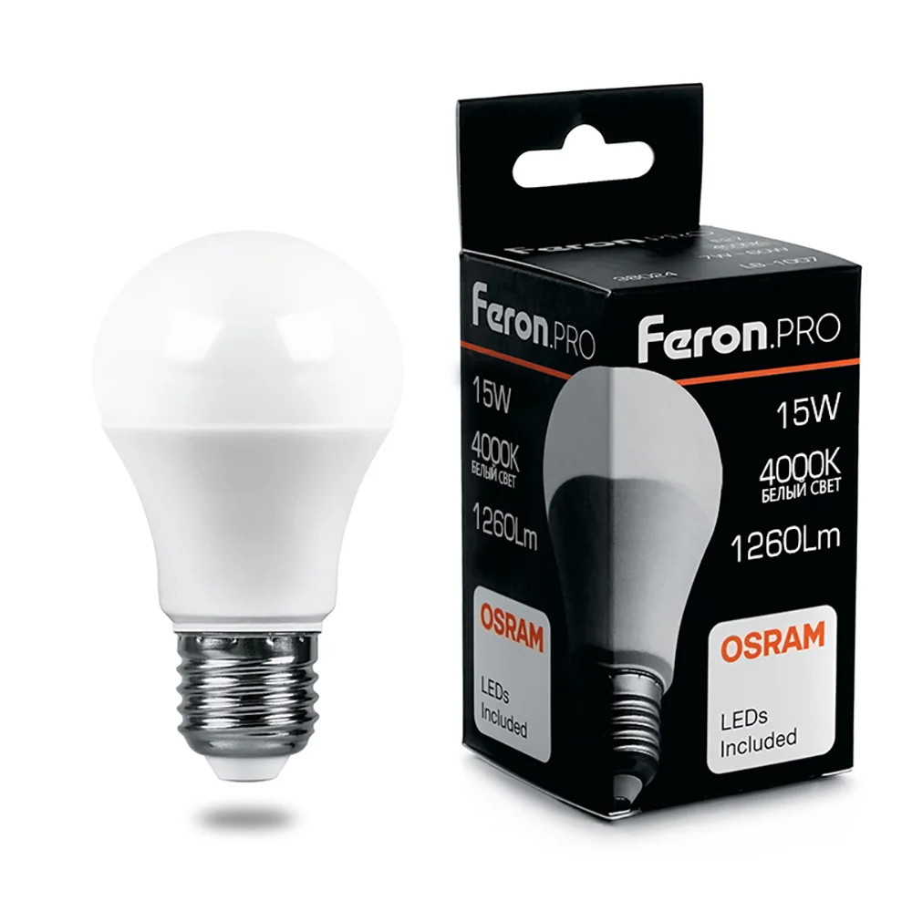 Лампа светодиодная LED 15вт Е27 белый .PRO