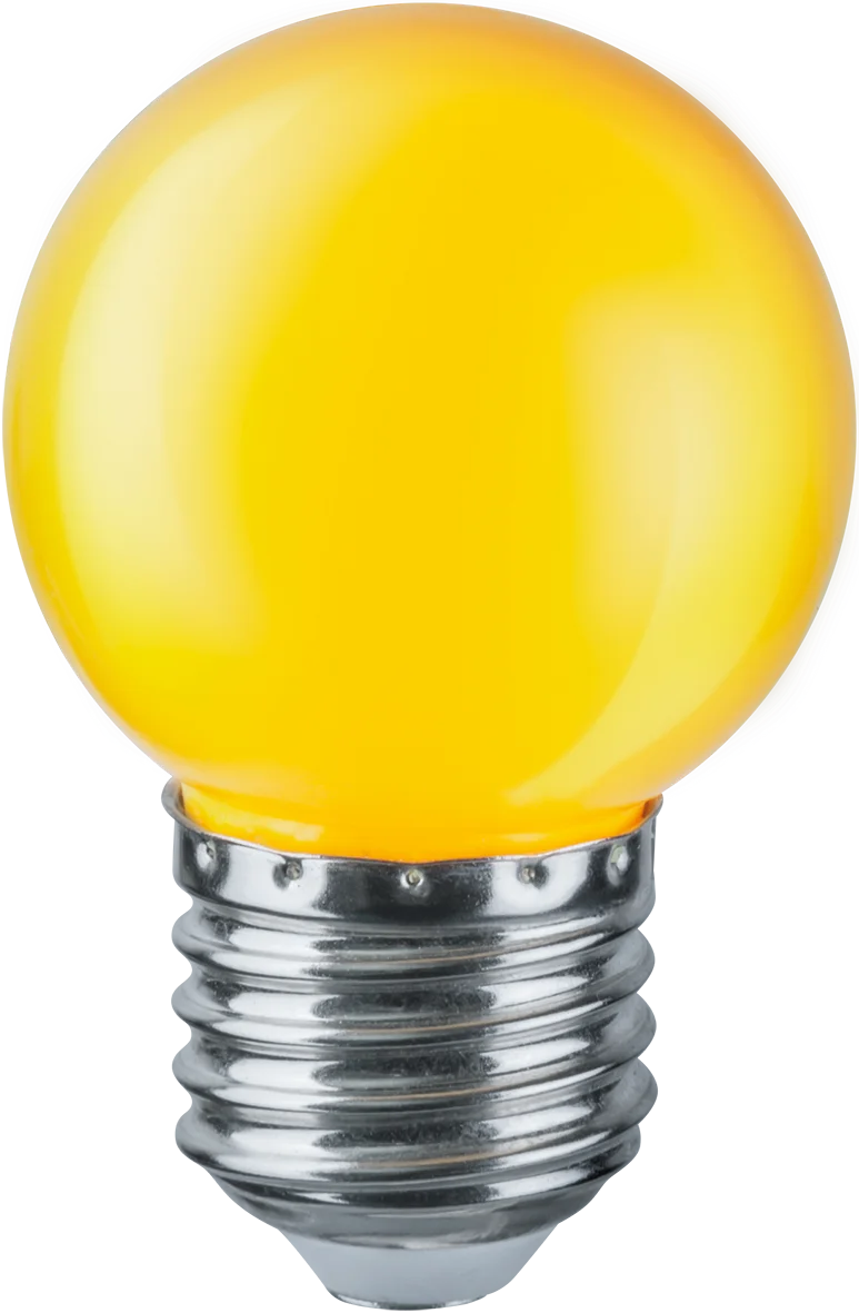 Лампа светодиодная LED 1вт Е27 желтый шар