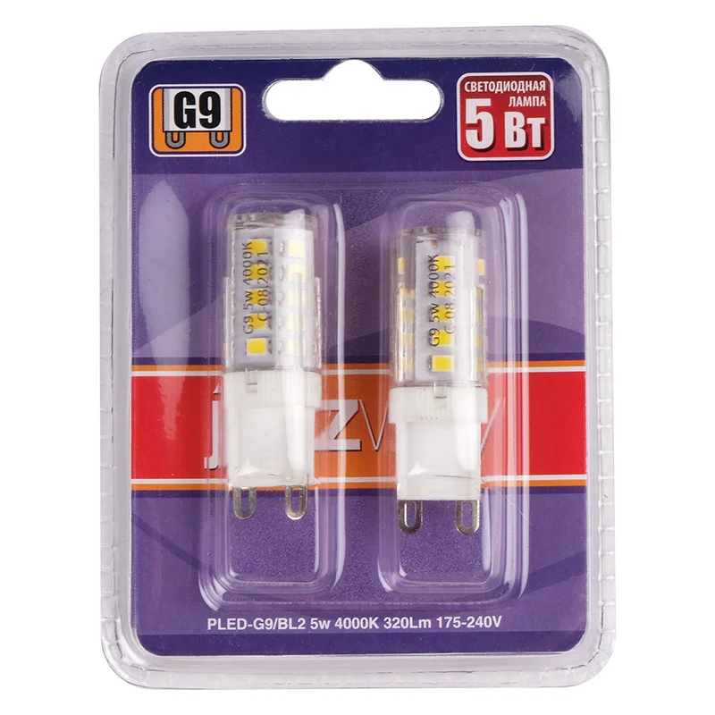Лампа светодиодная LED 5Вт G9 300Лм белый 220V/50Hz БЛИСТЕР 2 шт — фото 2