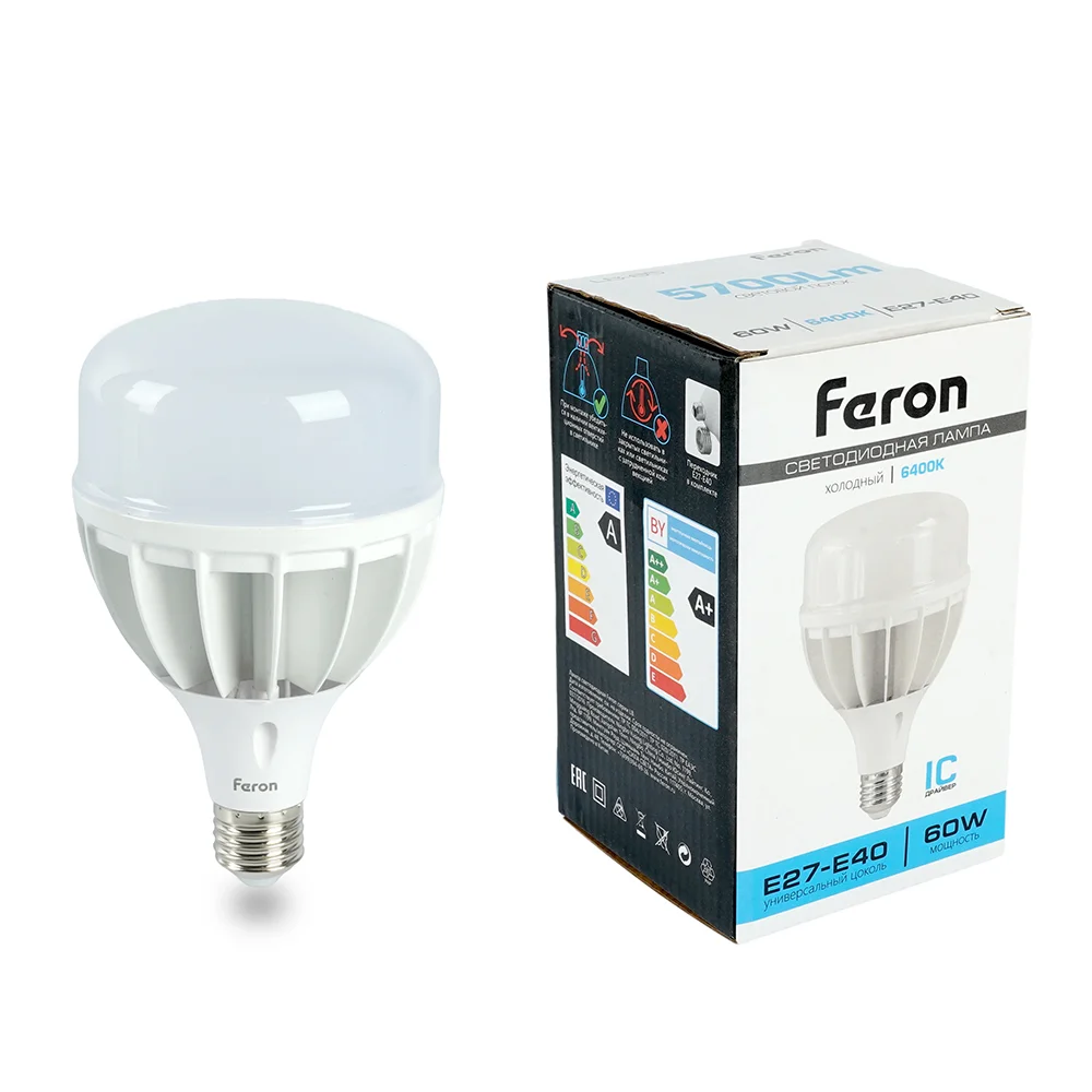 Лампа светодиодная LED 60вт Е27/Е40 дневной