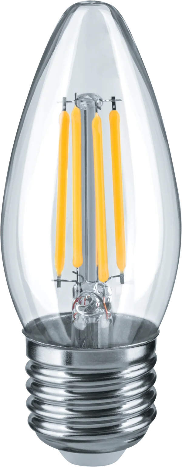 Лампа светодиодная LED 6вт Е27 теплый свеча FILAMENT