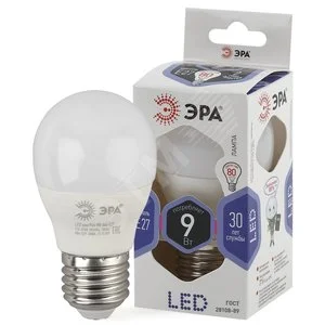 Лампа светодиодная LED 9 Вт 720Лм 6000К шар холодный E27 170-265В LED P45-9W-860-E27 Standart