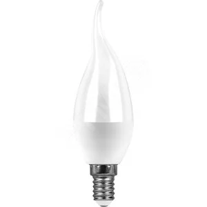Лампа светодиодная LED 9вт Е14 белый матовая свеча на ветру