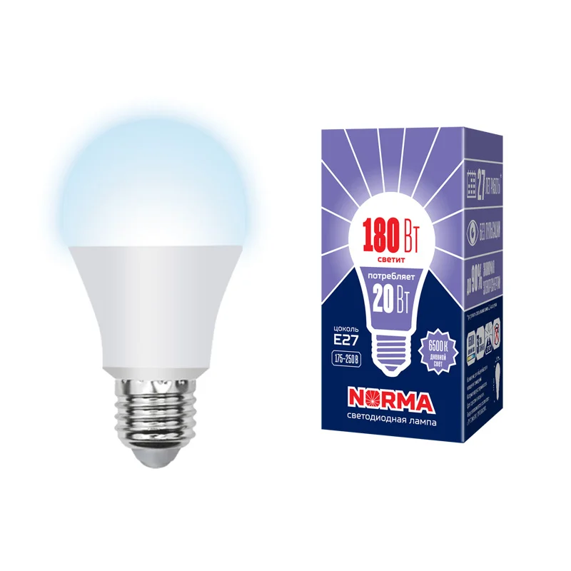 Лампа светодиодная LED-A65-20W/DW/E27/FR/NR форма A, матовая, Norma, дневной (6500K)