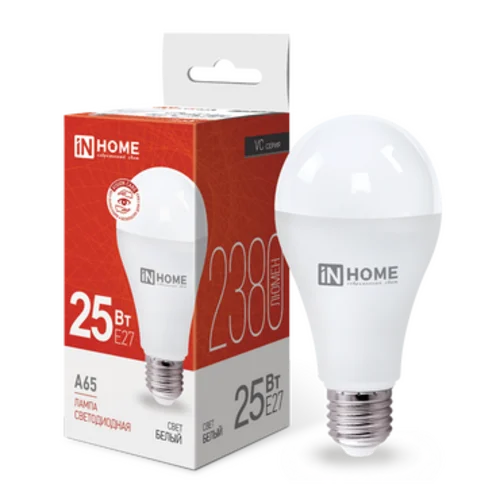 Лампа светодиодная LED-A65-VC 25Вт 230В Е27 4000К 2380Лм IN HOME