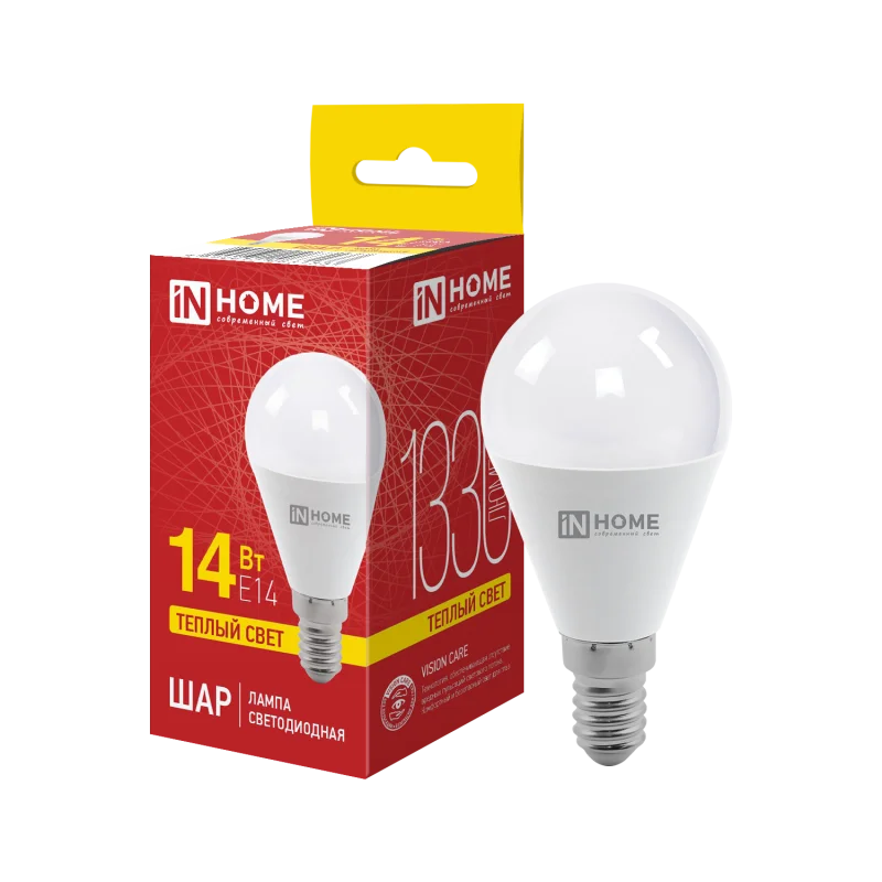 Лампа светодиодная LED-ШАР-VC 14Вт 230В E14 3000K 1330Лм IN HOME