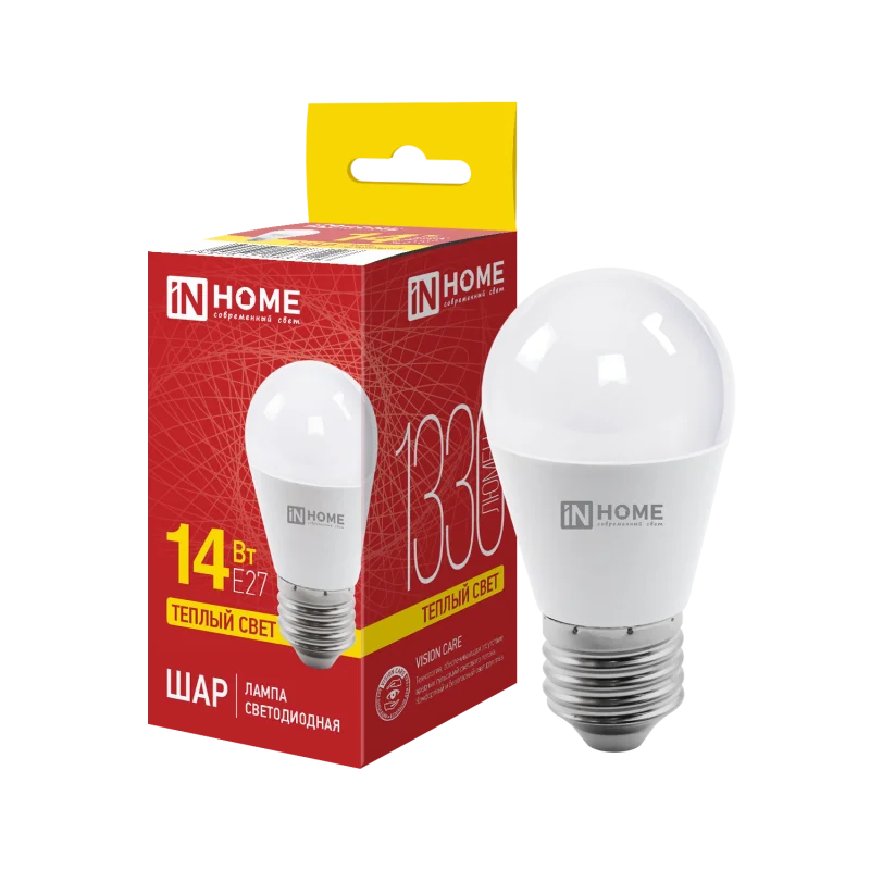 Лампа светодиодная LED-ШАР-VC 14Вт 230В E27 3000K 1330Лм IN HOME
